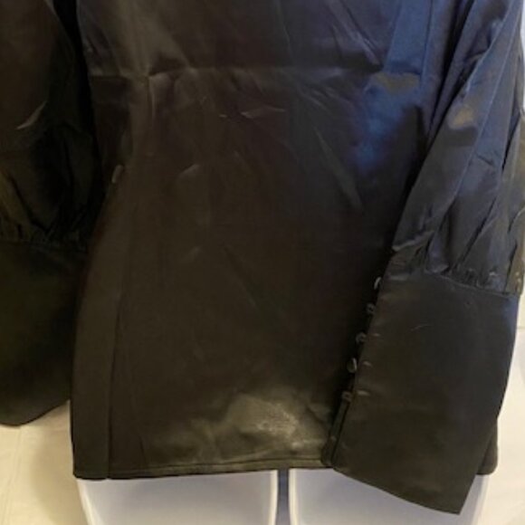 Women's CHIGANT Silk (Size: M) Black Long Sleeve Blouses - Picture 5 of 8